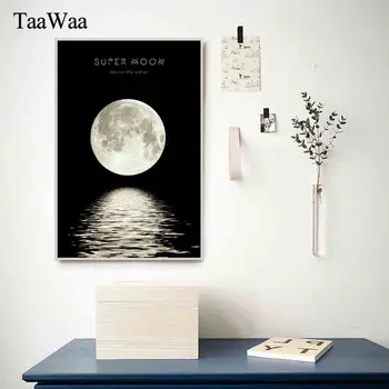 TAAWAA Minimalistinio Mėnulis Drobės Plakatai Ir Spausdina Sienos Meno Tapybos Šiaurės Dekoratyvinis Nuotraukas Kambarį Šiuolaikinio Namų Dekoro