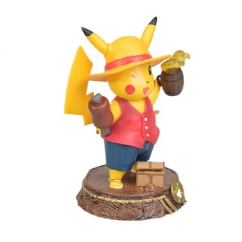 Takara Tomy Japonijos Anime Pokemon Lėlės Veiksmų Skaičius, Pikachu Cosplay Vienas Gabalas Lufy 17cm