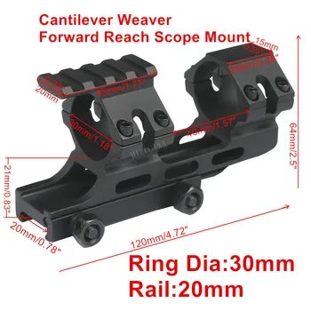 Taktinis Sunkiųjų Console Weaver į Priekį Reach reglamento taikymo Sritis Kalno Žiedas 30mm Flat Top Tuščiaviduriai 20mm Picatinny Rail Šautuvas