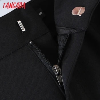Tangada Mada Moterims, Juodos spalvos priekinius Atviras Kostiumas Kelnės Kelnės Kišenės Mygtukai Office Lady Kelnės Pantalon DZ06