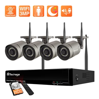 Techage 3MP Belaidės Vaizdo Stebėjimo Nustatyti 8CH WiFi NVR Rinkinys Saugumo IP kamerų Komplektas Smart AI Spalvotas Naktinis Matymas VAIZDO stebėjimo Sistema