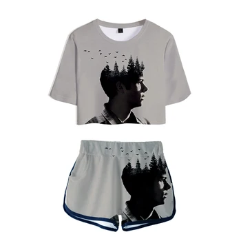 Teen Wolf mokslinės Fantastikos 3D Kostiumai Dviejų dalių Komplektas Vasaros trumpomis Rankovėmis Pasėlių Top+Shorts Streetwear Teen Wolf Drabužius Moterų Rinkiniai