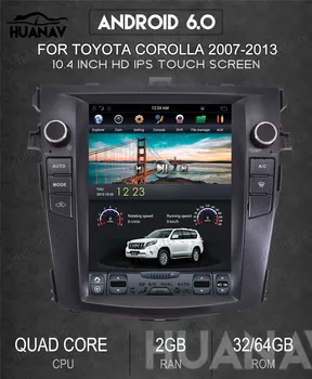 Tesla stiliaus 10.4 colių Jutiklinis Ekranas Nr. Automobilių DVD Grotuvas GPS Navigacija Toyota Corolla 2007-2013 m. stereo vienetas Satnav daugiaformačių