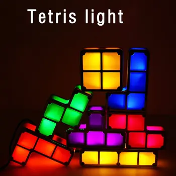 Tetris Lempos Didina Led Nakties Šviesos Kūrimo Bloką Lempa Stalo Papuošalų Kūrybos Vaikų Dovanų