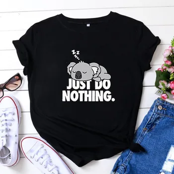 Tingus Koala Spausdinti Marškinėliai Moterims Medvilnės Harajuku Marškinėlius Moterims Shrot Rankovės Prarasti Camiseta Mujer Atsitiktinis Marškinėliai, Femme T-shirt