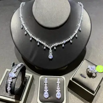 TIRIM Dubajus Prabangus Elegantiškas Vestuvių Karoliai Rinkinys Moterims Kubinis Cirkonis Vestuvių Papuošalai Rinkiniai Brides Priedai jewelri
