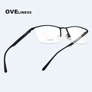 Titano Lydinio Akiniai Akiniai Rėmeliai Vyrų Optinis aišku, lęšiai, Skaidrus Trumparegystė Recepto akinius Vyrų Metalo akiniai