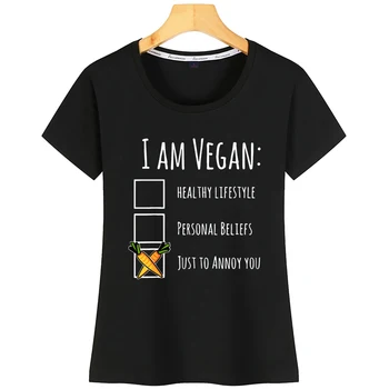 Topai Marškinėliai Moterims, Esu Veganas Sveiko Gyvenimo Būdo, Asmeninių Įsitikinimų Tik Mados Užrašai Trumpus Marškinėlius