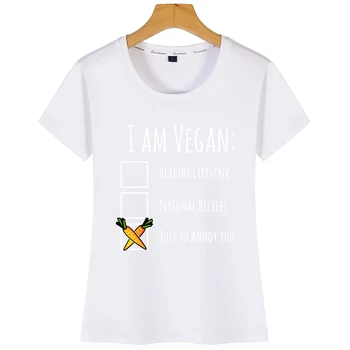 Topai Marškinėliai Moterims, Esu Veganas Sveiko Gyvenimo Būdo, Asmeninių Įsitikinimų Tik Mados Užrašai Trumpus Marškinėlius