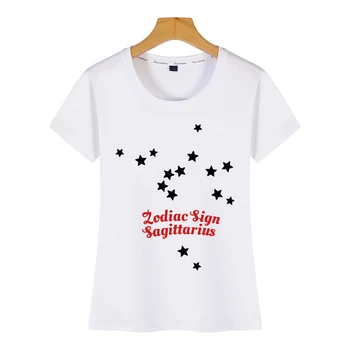 Topai Marškinėliai Moterims zodiako ženklas šaulys Juokingas Baltas Medvilnės Moterų Marškinėlius
