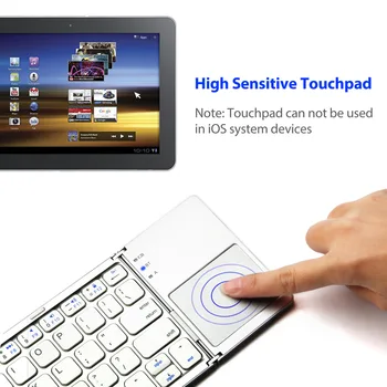 Trys-sistema universaliųjų Nešiojamas Sulankstomas bluetooth Belaidę Klaviatūrą, Sulankstomas Įkrovimo Touchpad Klaviatūra IOS/Android/Langą