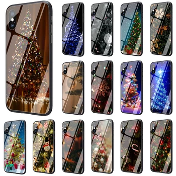 Tuoktis Kalėdų Eglutė Naujųjų Metų Grūdintas Stiklas Case for iphone 5 5s SE 2020 6 6s 7 8 plus X XR XS 11 12 pro Max 12 Mini