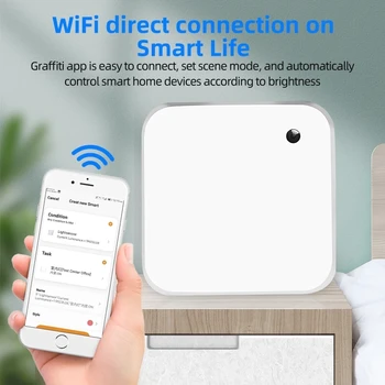 Tuya WiFi/Zigbee Šviesos Jutiklis Baterija Protingo Namo Apšvietimo/Užuolaidų Automatikos Valdymo SmartLIfe App Pranešimas