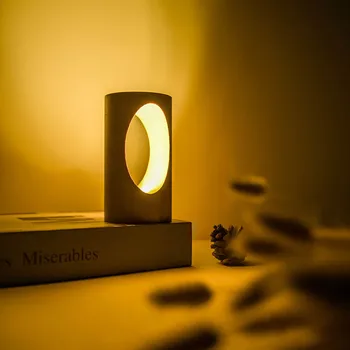 Tuščiavidurio Medžio Skylė, LED Naktį Medinių Stalo Lempos USB stalo lempos Miegamojo Lovos Naktį Šviesos Darbalaukio Apdaila