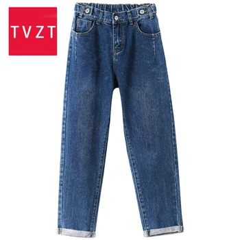 TVZT 2020 m Nauji Slim Tiesios Kelnės Derliaus Aukšto Juosmens Džinsai Elegantiškas Streetwear Moterų korėjos Stiliaus Slim Džinsai Aukštos Kokybės