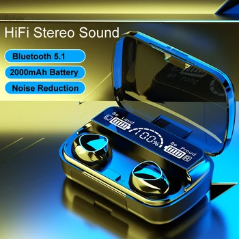 TWS Sporto Bluetooth 5.1 Belaidės Ausinės Vandeniui in Ear Stereo Ausinių Triukšmo slopinimo Galvos telefonai su mic rankų Ausinė