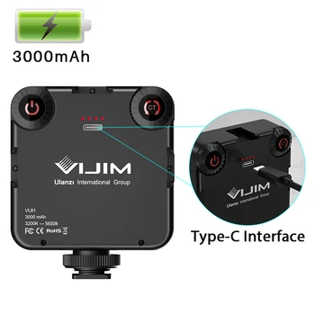 Ulanzi VIJIM VL81 3200k-5600K 850LM 6.5 W Pritemdomi Mini LED Vaizdo Šviesos Išmanųjį telefoną SLR Fotoaparatas Įkraunama Vlog Užpildykite Šviesa