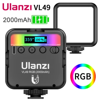 Ulanzi VL-49 Mini RGB LED Vaizdo Šviesos 2000mAh Nešiojamas Kišenėje Fotografijos Apšvietimo Vlog Užpildyti Šviesos Išmanųjį telefoną, VEIDRODINIAI SLR Lempos