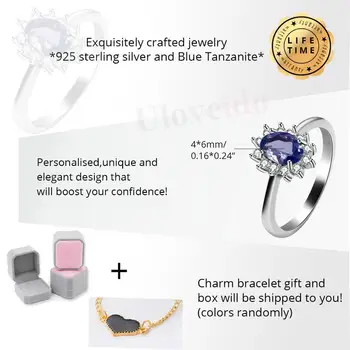 Uloveido Tanzanite Blue Akmuo Sužadėtuvių Žiedas, 925 Sterlingas Sidabro Žiedas Moterims Jubiliejų, Vestuvių Žiedas 28%nuolaida FJ272