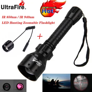 Ultrafire infraraudonųjų SPINDULIŲ naktinio matymo Žibintuvėlis 10W 850/940nm, LED Zoomable Luz infraraudonųjų spindulių taktinis Žibintuvėlis Nuotolinio medžioklės fakelas