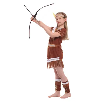Umorden Helovinas Moterų Indijos Princesė Kostiumai Vaikams Mergaitėms Pocahontas Huntress Kostiumas Puras Šalies Užgavėnės Išgalvotas Suknelė