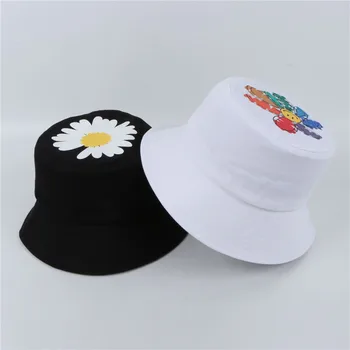 Unisex Hat [Kwon ji yong/G] Peaceminusone PMO Fragmentai Žuvų Skrybėlę Daisy Bžūp Vertus Piešimo Unisex Harajuku Atsitiktinis Bžūp Skrybėlę
