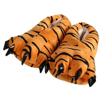 Unisex kartu gyvūnų Mokomoko šiltos šlepetės kambaryje, batų pūkuotas minkštas apačioje žiemos interjero dėvėti batai (tigras modelis, M)