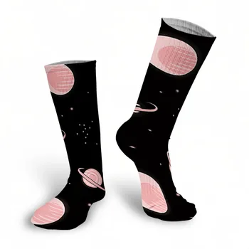 Unisex Planetos Stiliaus Vyrų Kojinės Naujų Rudens Juoda Sporto Moterų Kojinės Lady Merginos Visatos Erdvės Mėnulis Kojinės Calcetines De Mujer