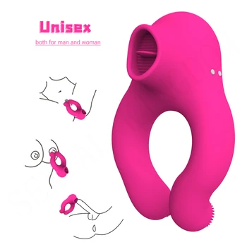 Unisex Vibratorius Vyrų Varpos Žiedas Liežuvio Lyžis Sekso Žaislų 3 Motorinių Makšties Masturbator G-spot Klitorio Stimuliatorius Sekso Žaislų Pora