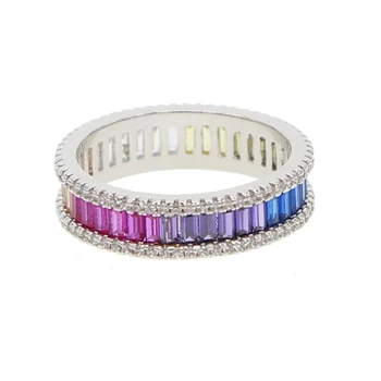 US dydis 5 6 7 8 9 spalvinga įvairių spalvų cz dalyvavimas juosta vestuvinį žiedą, moterims, 925 sterlingas sidabro baudos šiuolaikinės juvelyrikos