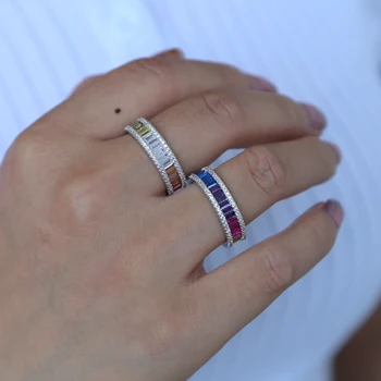 US dydis 5 6 7 8 9 spalvinga įvairių spalvų cz dalyvavimas juosta vestuvinį žiedą, moterims, 925 sterlingas sidabro baudos šiuolaikinės juvelyrikos