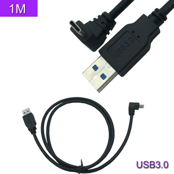 USB 3.0 (Tipo-A) Vyrų ir USB3.1 (Tipas C)90 laipsnių Kampu 1m
