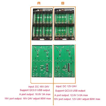 USB 5.5x2.1mm 12V-24V Reguliuojamas Išėjimo 12x 18650 Baterijas 