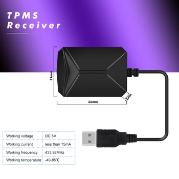 USB Android TPMS padangų slėgio monitorius/Android navigacijos, signalizacijos sistemos/bevielis perdavimas su raktu