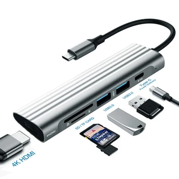 USB C Hub Multiport Adapteris Nešiojamas Aliuminio Lydinio, su HDMI Išvestis USB Prievadas Suderinamas Daugiau C Tipo Įrenginiai FKU66