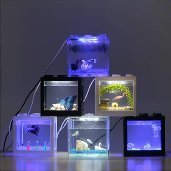 USB mini Kovos su LED žuvų lauke akvariumas skaidrus akrilo žuvų bakas office 