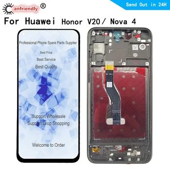 Už Garbę Peržiūrėti 20 V20 VCE-L22 AL00 TL00 LCD Ekranas Touch panel Ekrano skaitmeninis keitiklis su karkasu montavimas Huawei Nova 4 / NOVA4