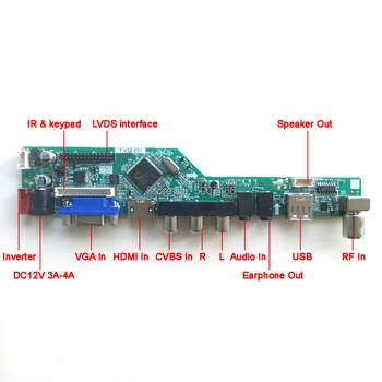 Už MT190EN02 V. 1 V. 3 LVDS 4CCFL 30Pin LCD monitorius, klaviatūra+Nuotolinis+Keitiklis, VGA, USB, AV T. V56 ratai kartono, 
