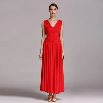 V-Kaklo Pramoginiai Konkurenciją Šokių Suknelė Naujas Paprastas Flamenko Valsas Kostiumas Aukštos Kokybės Moterų Pramoginių Šokių Suknelės