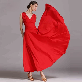 V-Kaklo Pramoginiai Konkurenciją Šokių Suknelė Naujas Paprastas Flamenko Valsas Kostiumas Aukštos Kokybės Moterų Pramoginių Šokių Suknelės
