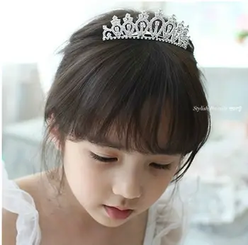 Vaikai mergaitė princesė kalnų krištolas Crystal crown vaikams mielas tiara vestuvių prom tvarstį ant galvos