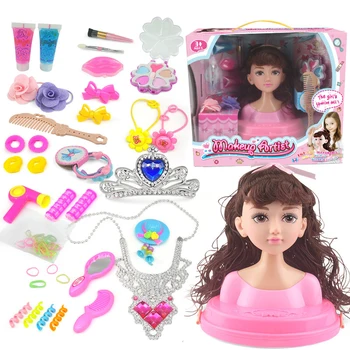 Vaikai sudaro Šukos Plaukų Žaislas, Lėlė Nustatyti Apsimesti Žaisti Princesė Makiažas Saugos netoksiškas Rinkinys Žaislai Mergaitėms Padažu Kosmetikos Mergina Dovana