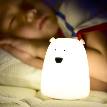 Vaikai, Vaikas Žaislą Dovanų Vaikams, Kūdikių Miegamojo Naktį Lempos Mielas Lokys Silikono LED Nakties Šviesos Spalva Keičiasi LED Naktinės Šviesos