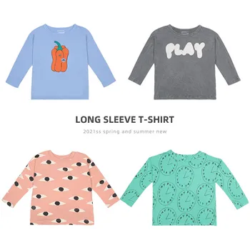 Vaikų ilgomis rankovėmis marškinėliai Kelnės Kostiumas 2021SS Pavasario ir Vasaros Krepšinio Naujas Berniukas Megztinis Džinsai Kostiumu Mergina Dviejų dalių