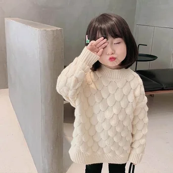 Vaikų megztinis mergaitėms rudens ir žiemos naujų korėjos stiliaus mažų ir vidutinių vaikų drabužių apsidraudimo kūdikių storio sweate