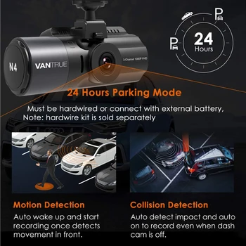Vantrue N4 Dvr 3 in 1 Automobilis Kamera Brūkšnys Cam 4K Vaizdo įrašymo Dashcam Galinio vaizdo Kamera su Infraraudonųjų spindulių Naktinio Matymo Automobilių Taksi