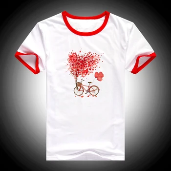 Vasaros 2019 meilės marškinėlius moterų oro balionų dviračių medžio spausdinti balti marškinėliai femme harajuku kawaii t-shirt moterų tumblr drabužiai