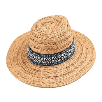 Vasaros 2020 didelio masto kraštų šiaudelių, austi šiaudelių, austi žiedas su kutais paplūdimio skrybėlę nuo saulės big jazz šiaudų skrybėlę skrybėlę paplūdimys skrybėlės moterims