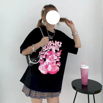 Vasaros Black T-shirt Moterims Marškinėlius trumparankoviai Prarasti Japonijos JK Vienodas 2021 Viršuje Prarasti Laukinių Dugno Marškinėliai Punk Japonija Marškinėliai
