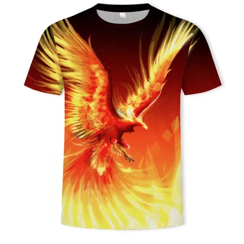 Vasaros mados vyriški T-shirt 3D Kinijos monstras spausdinti atsitiktinis marškinėliai Phoenix drabužių Azijos dydis S-6XL vyriški T-shirt